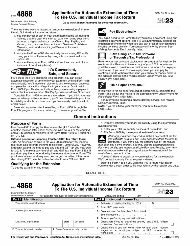Form 4868 2024 2025 Fill Edit Download Forms PDF Guru