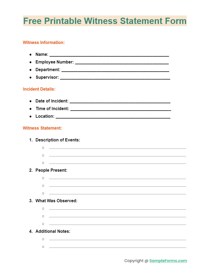 Free Printable Statement Forms