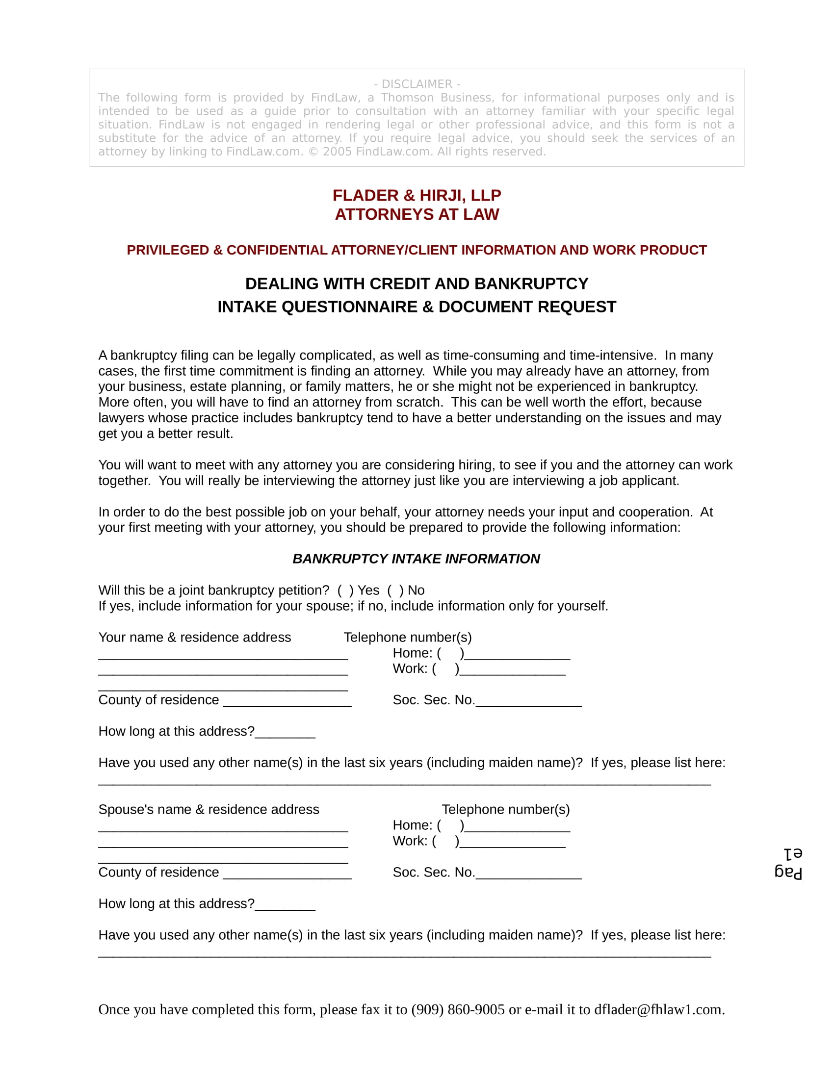 Free Printable Bankruptcy Forms