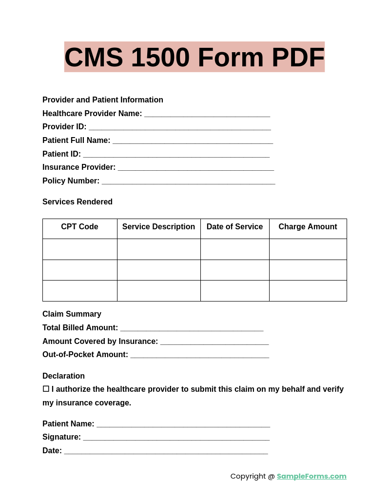 FREE 8 Medical Bill Form Samples PDF MS Word Google Docs