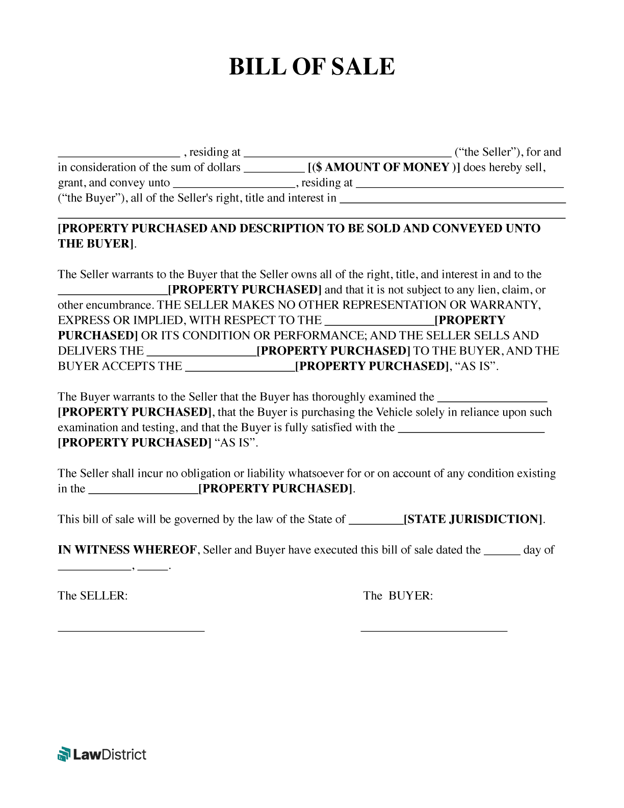 Free Printable As Is No Warranty Form