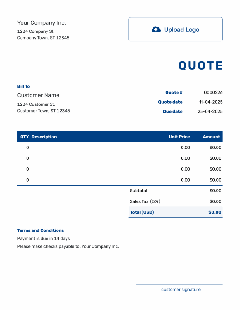 Free Blank Quote Template Docelf