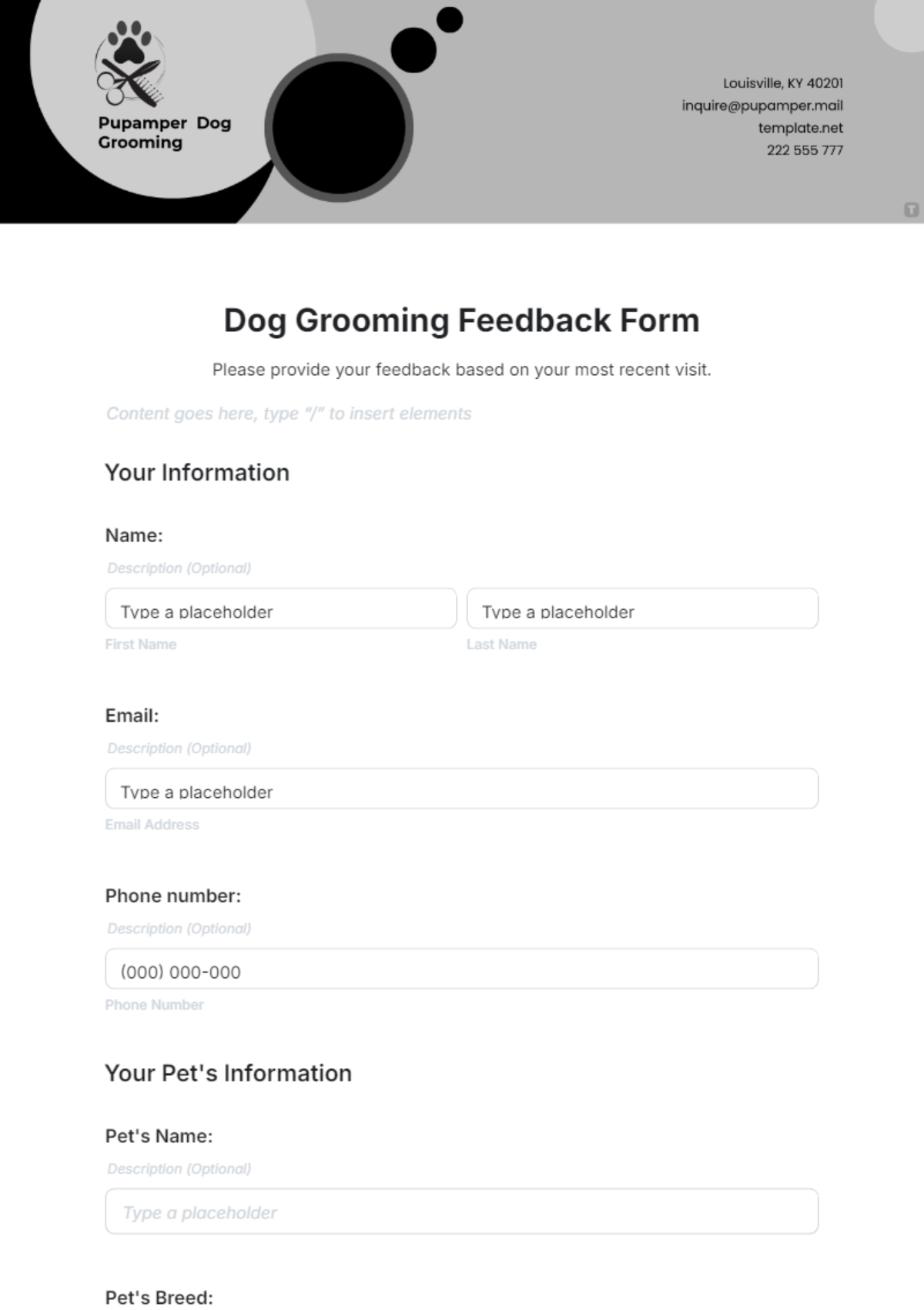 Free Dog Grooming Templates To Edit Online