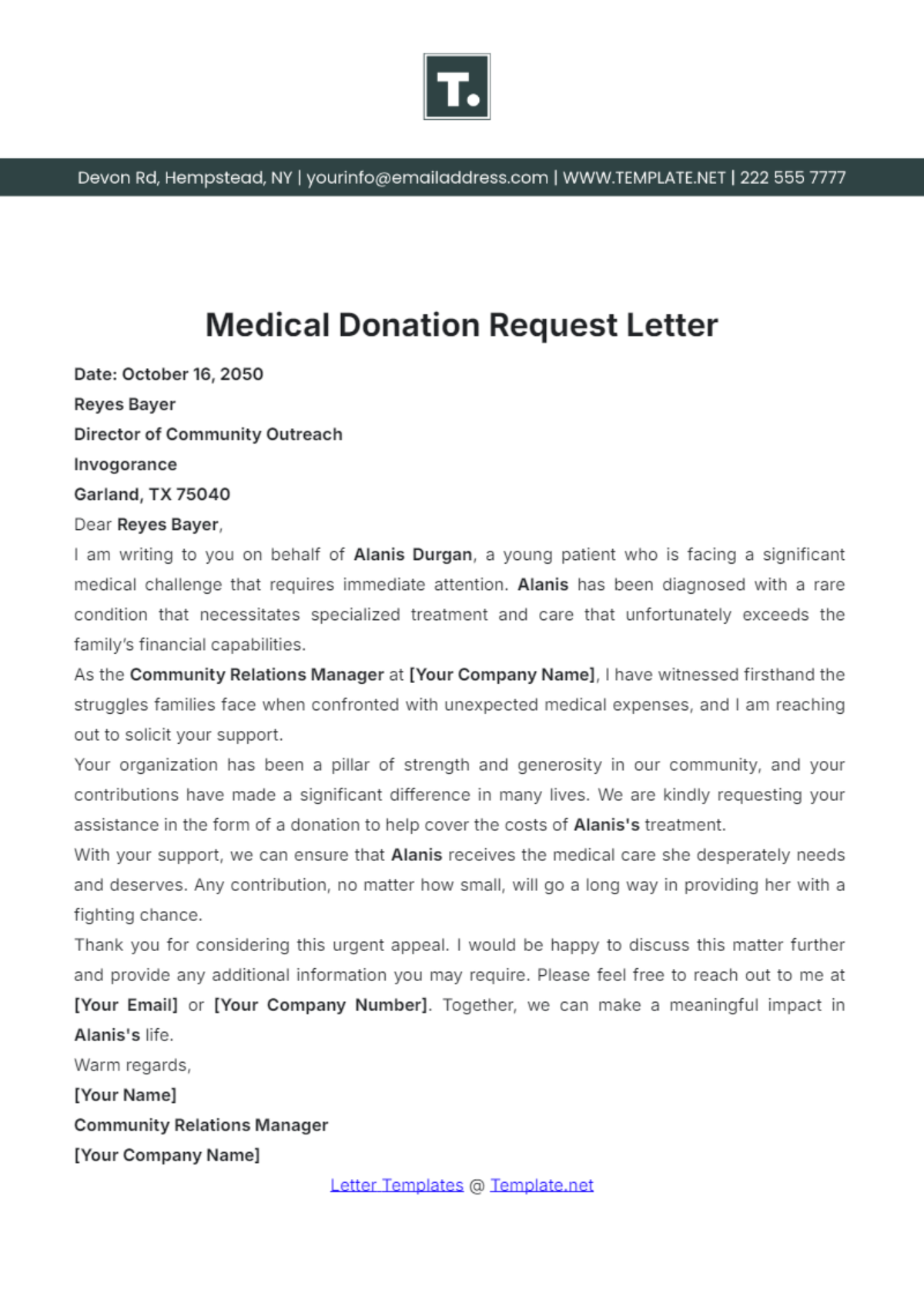 Free Donation Letter Templates Editable And Printable