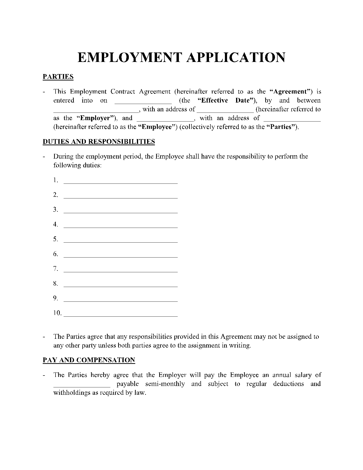 Printable Job Application Form Free