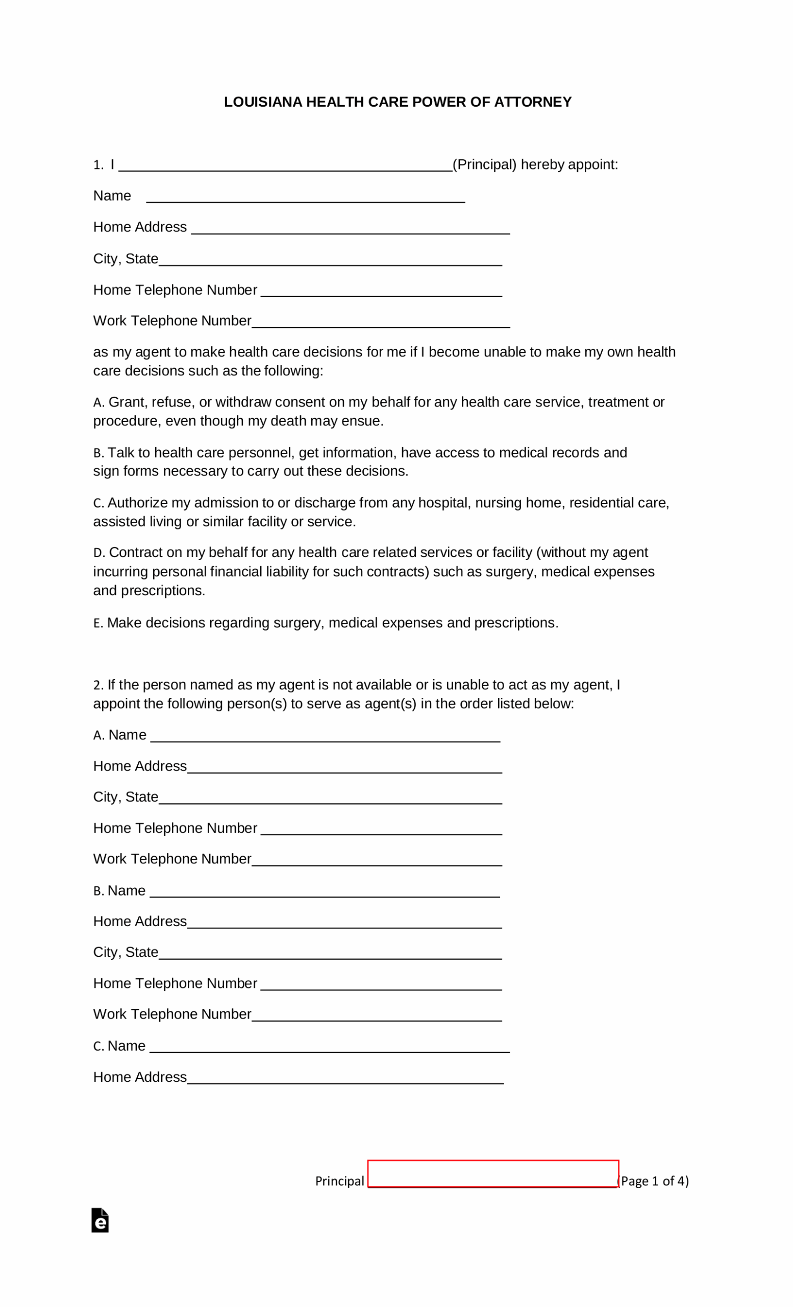 Free Printable Power Of Attorney Form For Louisiana