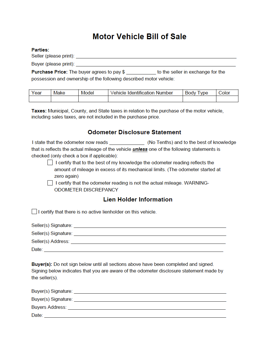 Free Maine Bill Of Sale Forms 5 PDF
