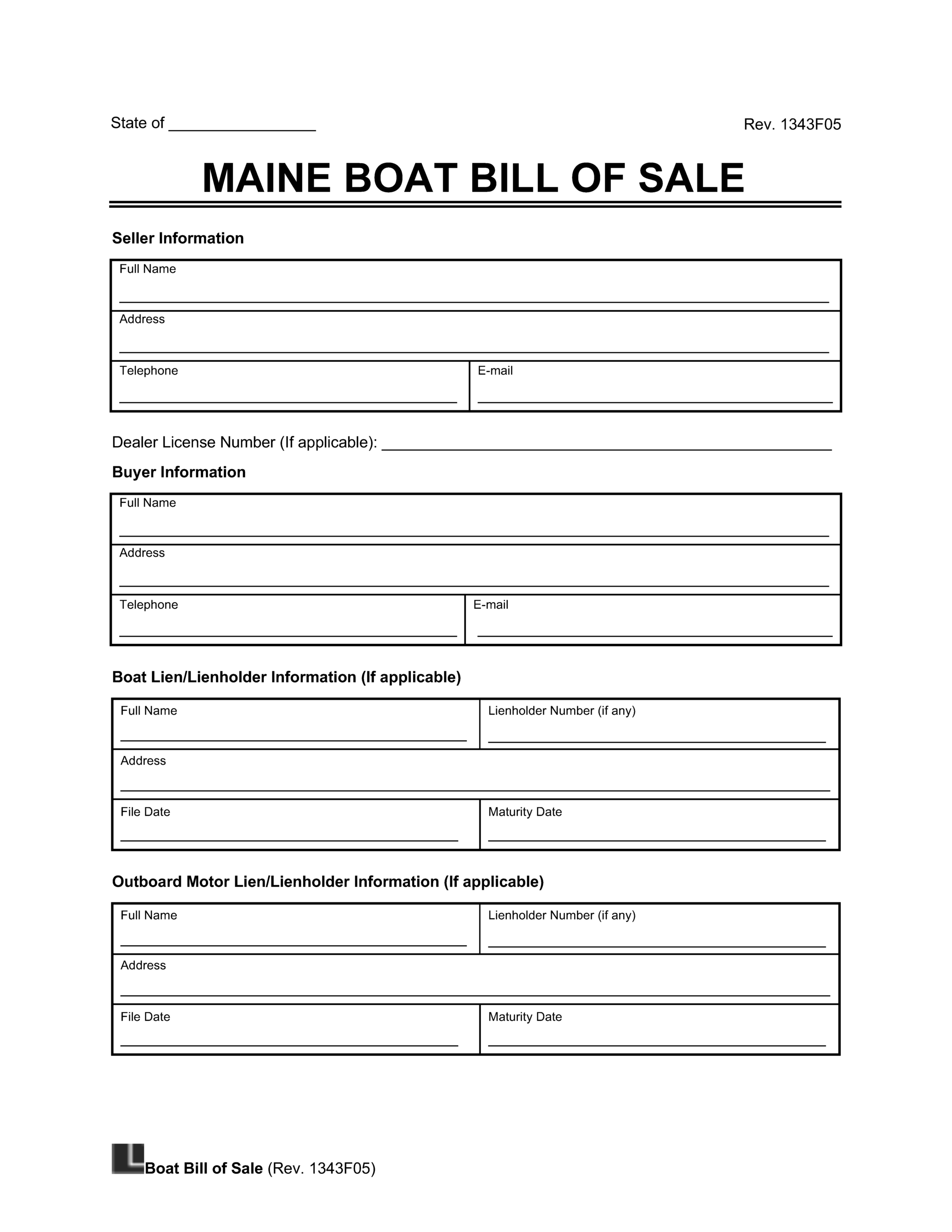 Free Maine Boat Bill Of Sale Template PDF U0026 Word