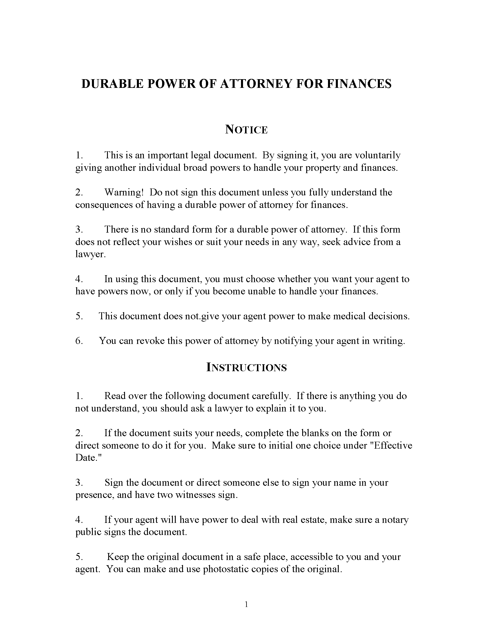 Free Michigan Durable Power Of Attorney Form PDF