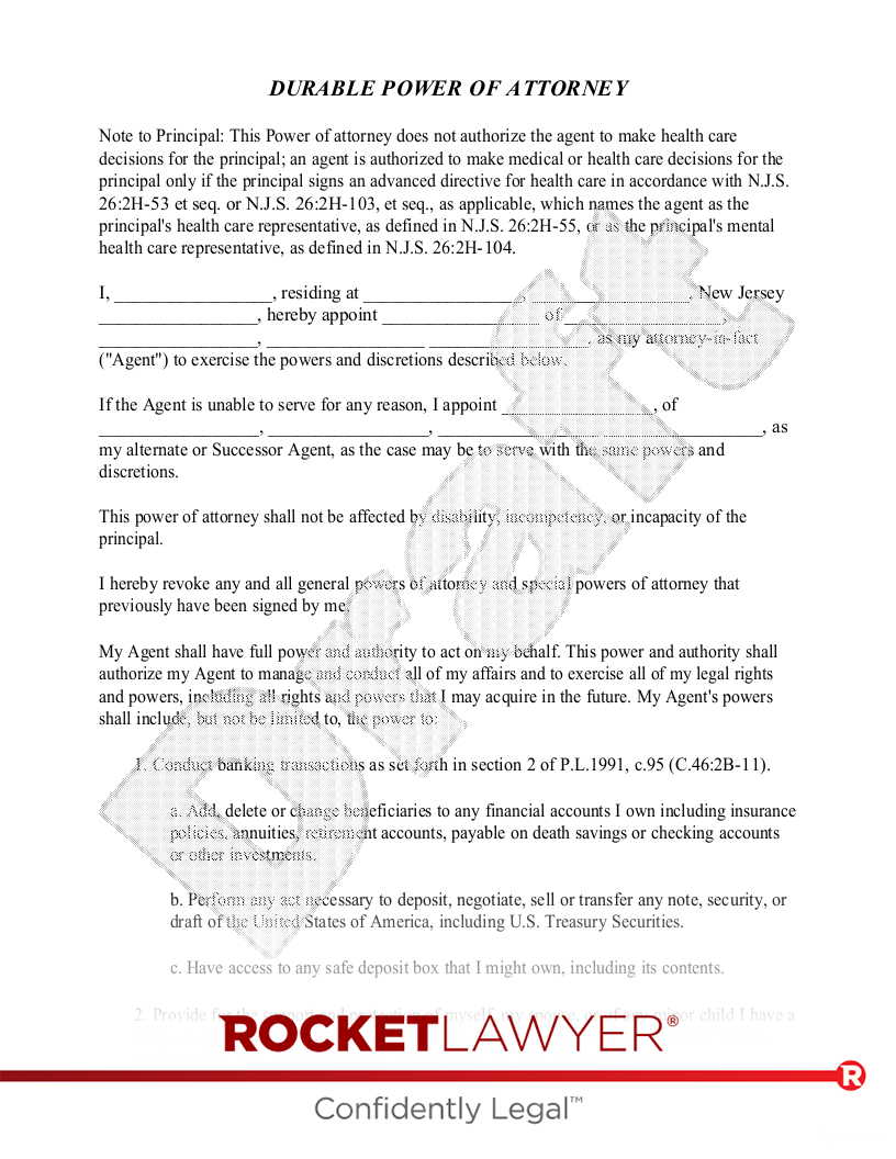 Free New Jersey Power Of Attorney Make U0026 Download Rocket Lawyer