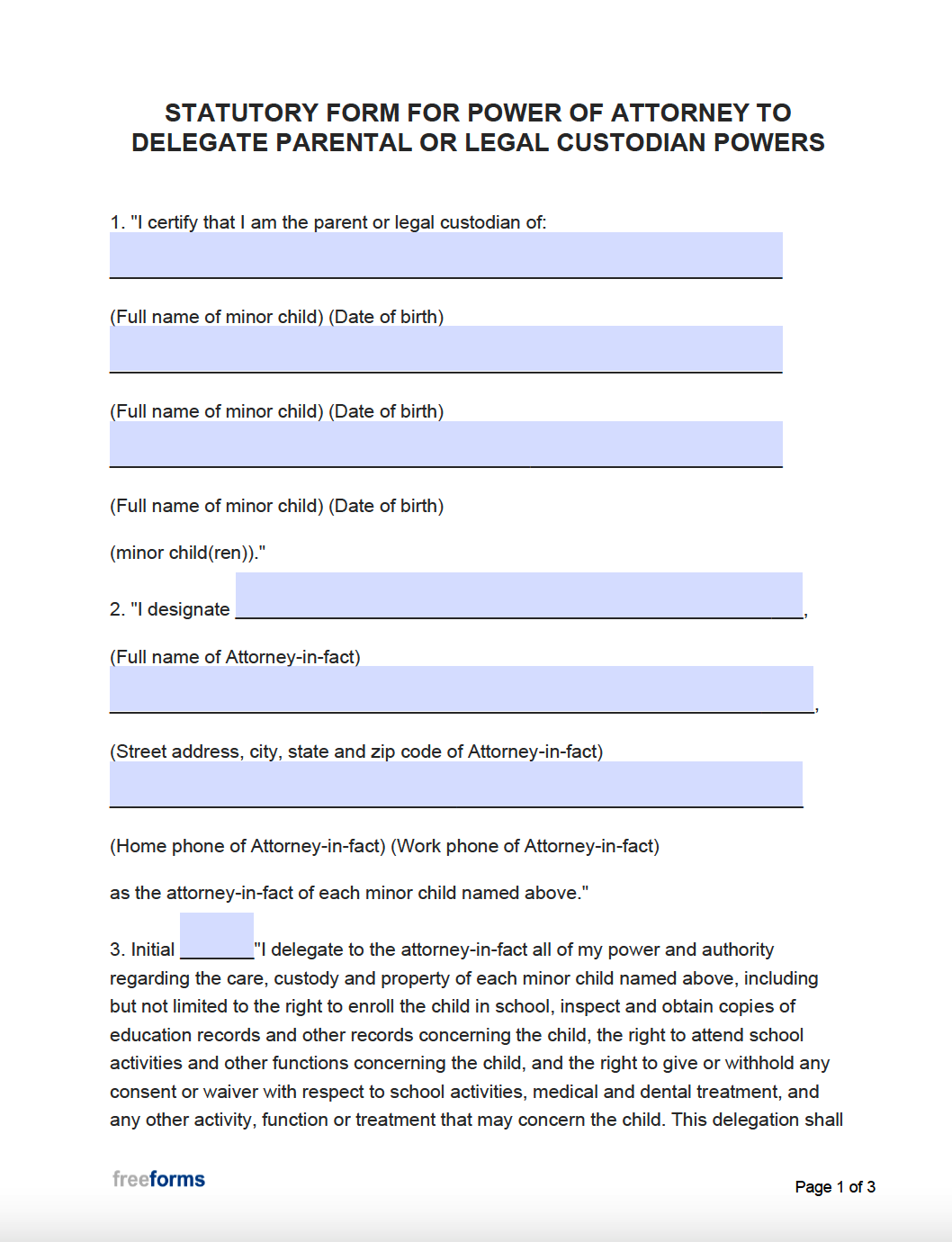 Free Oklahoma Minor Child Power Of Attorney Form PDF Word