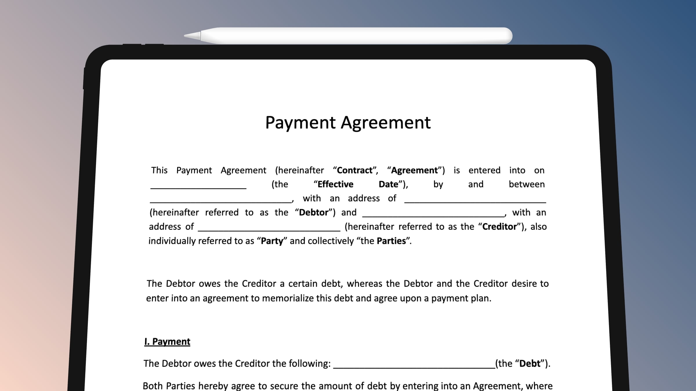 Free Printable Payment Agreement Forms