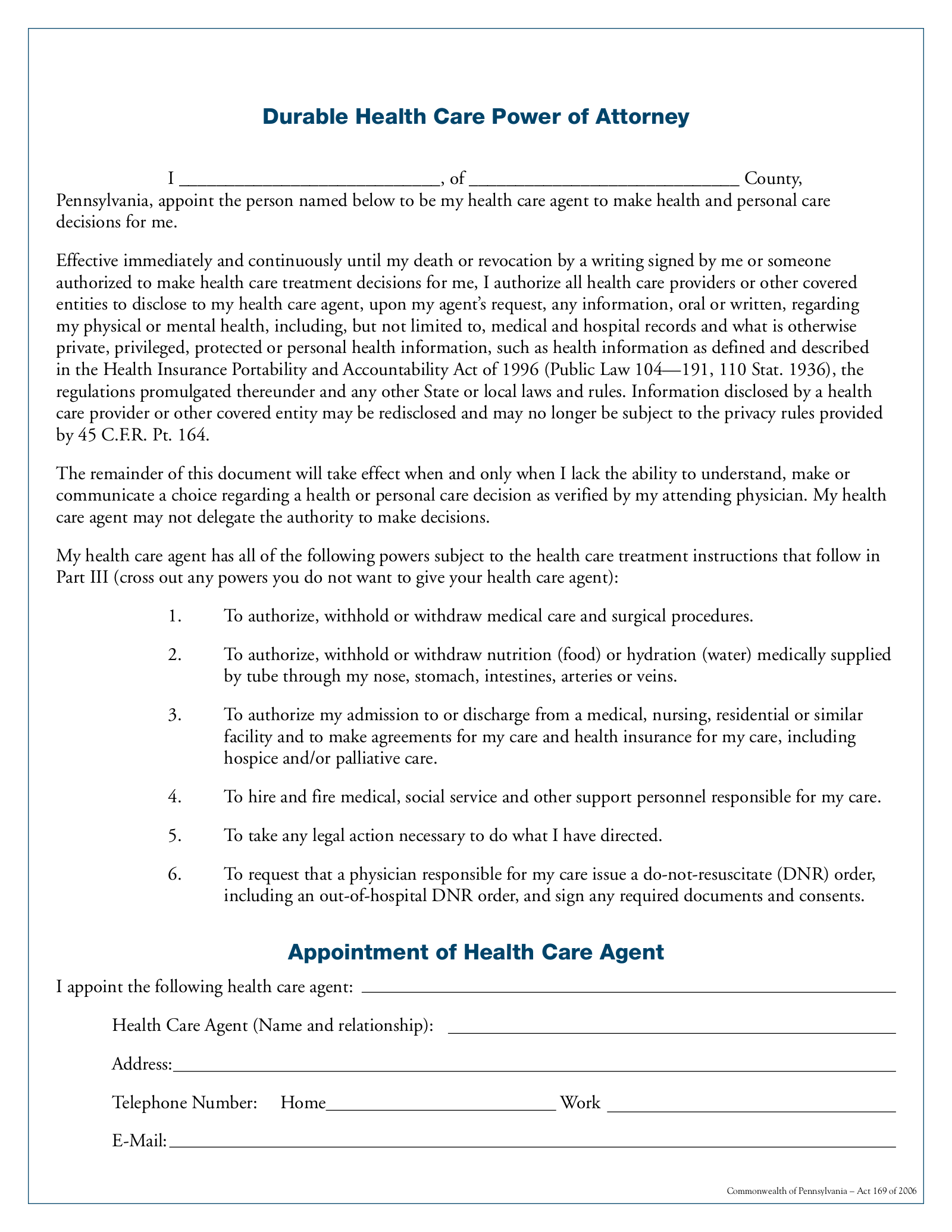 Free Pennsylvania Medical Power Of Attorney Form PDF EForms