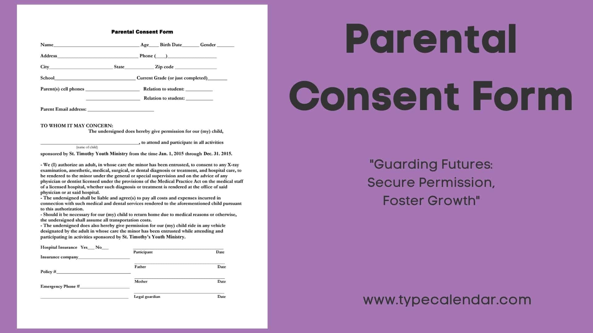 Free Printable Parental Consent Form Templates Travel Passport Word