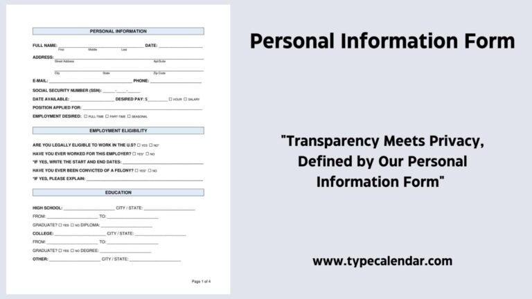 Free Printable Personal Information Form Templates PDF Word Basic