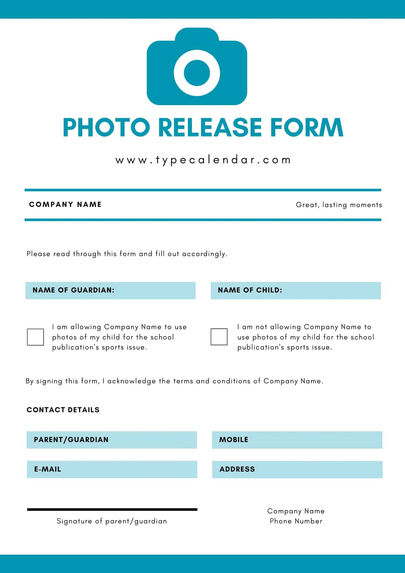 Free Printable Release Form