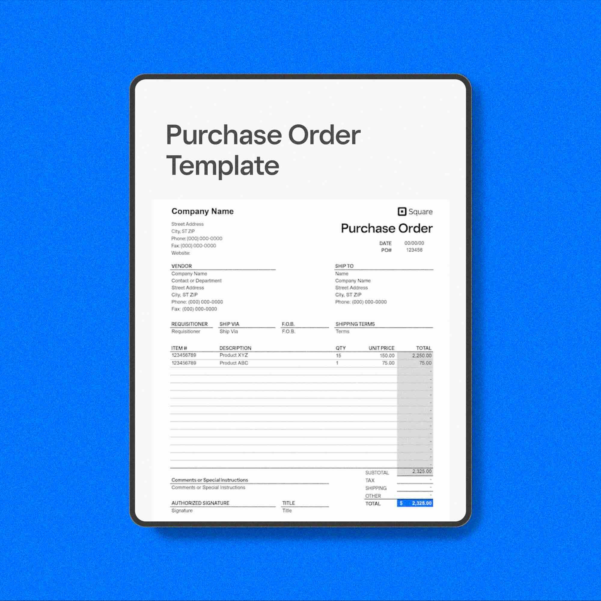 Free Printable Purchase Order Form