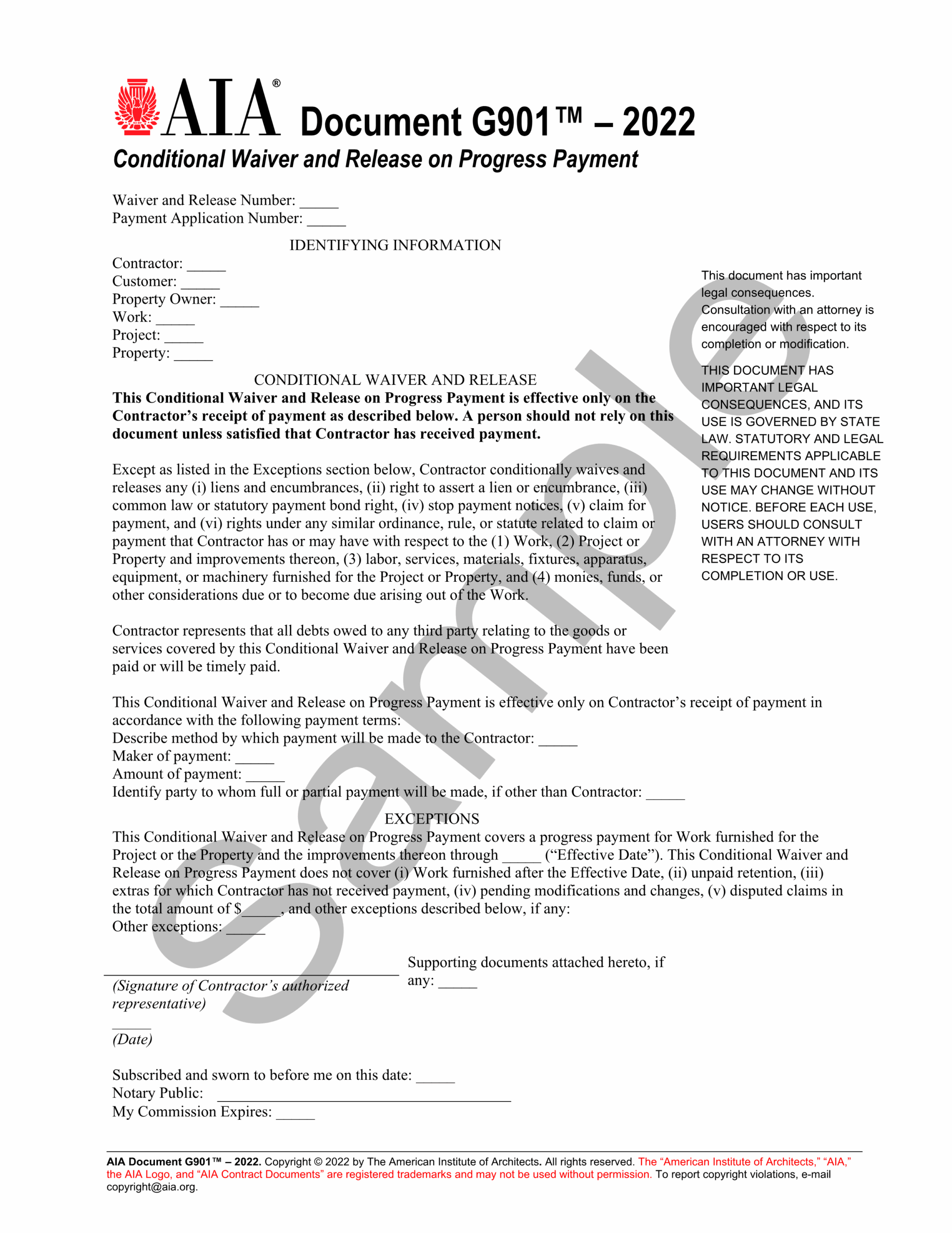 Free Printable Contractor Waiver And Release Form