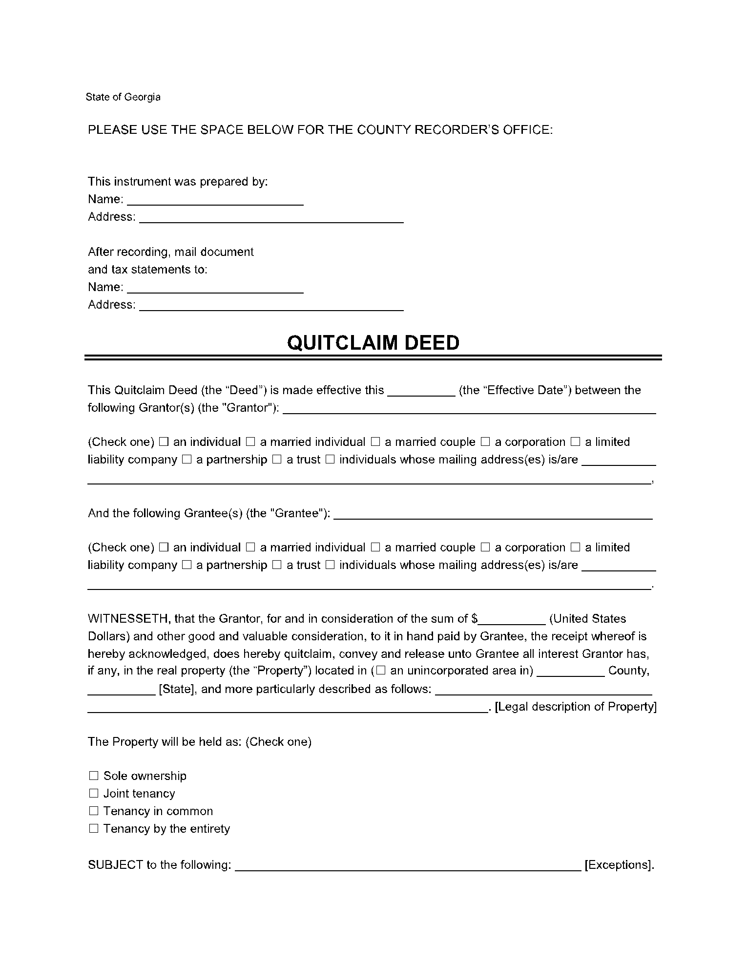 Free Printable Georgia Divorce Forms