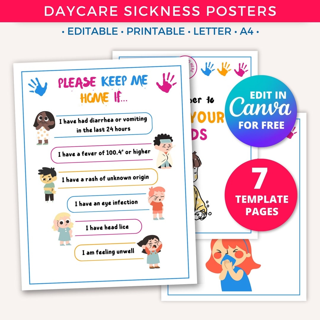 In Home Daycare Sickness Policy Poster Health And Safety Daycare Forms Childcare Sign Parent Board Communication Printable Illness Poster Etsy