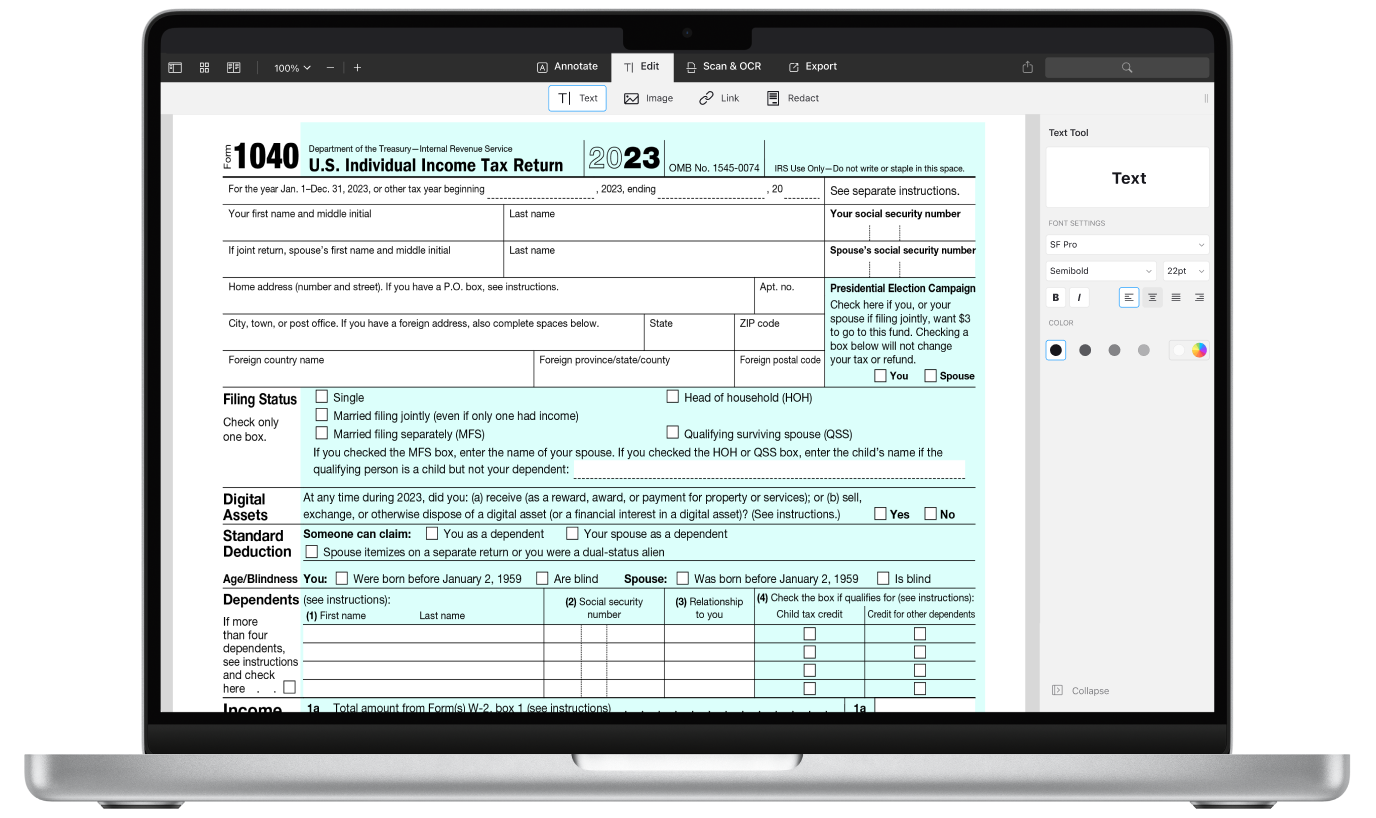 Free Printable Irs Form 1040