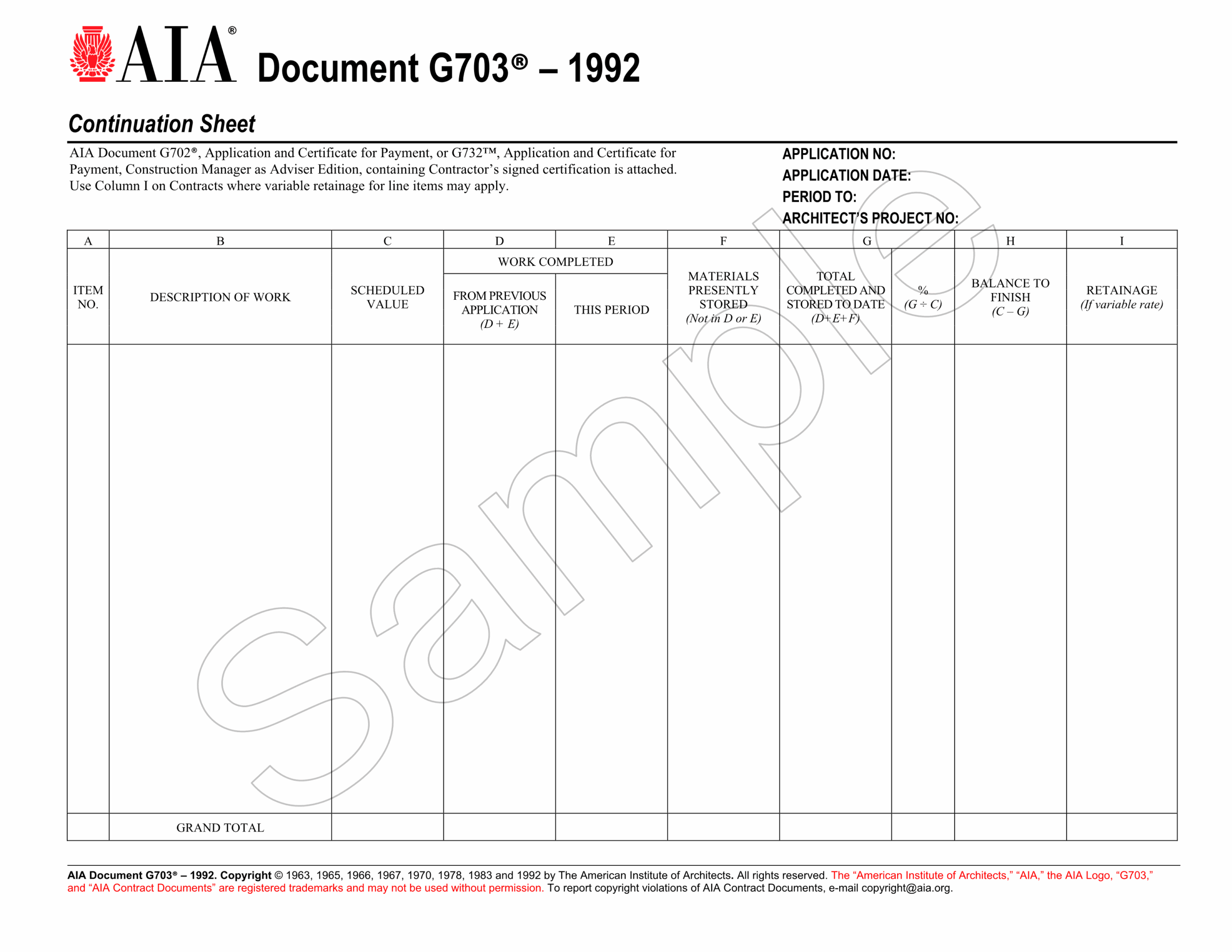 Looking For AIA G703 Payment Application Continuation Sheet Get 