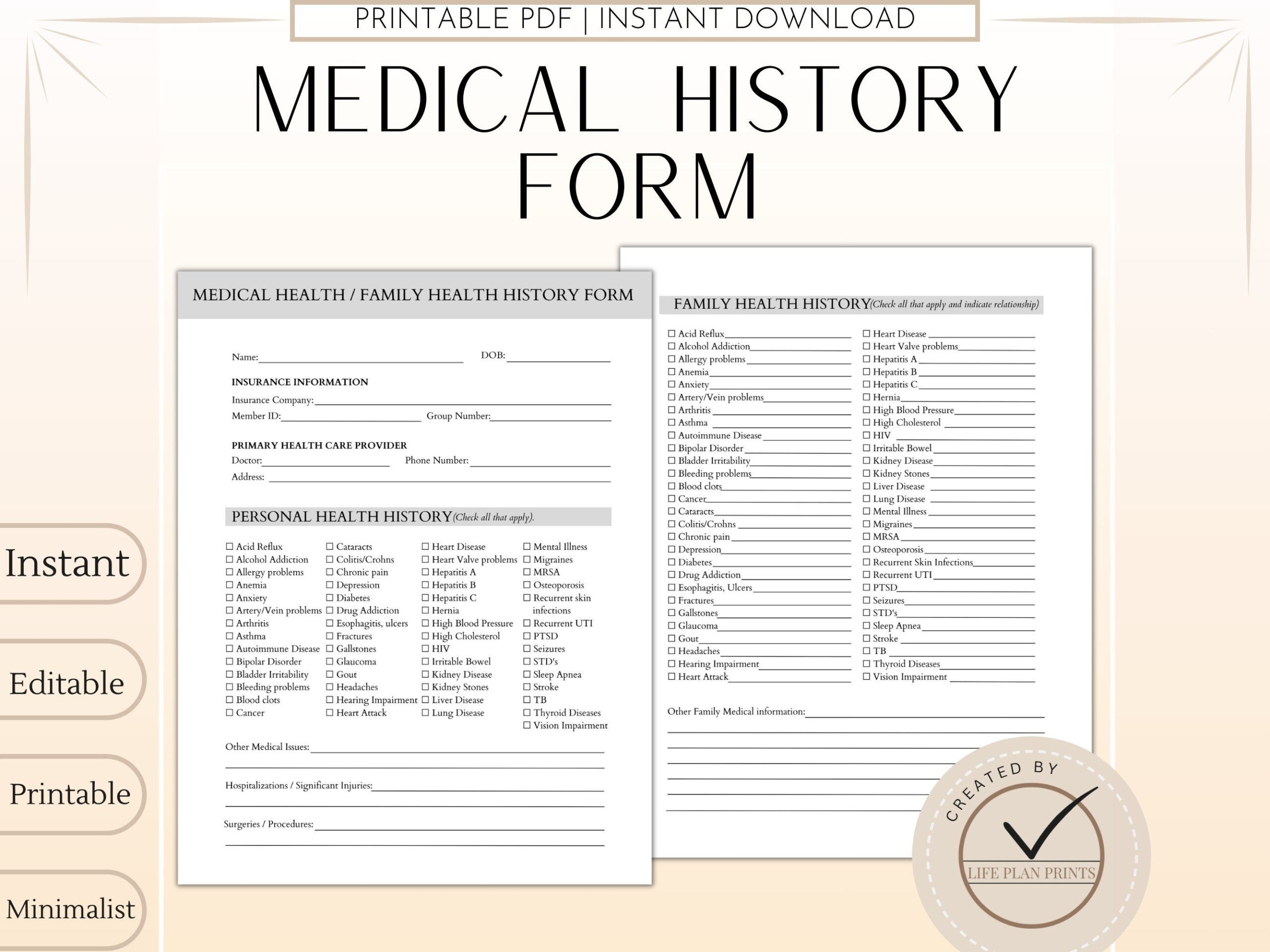 Free Printable Family Members Individual Medical Forms