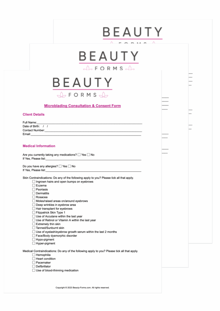 Microblading Consent PDF Printable PDF Download