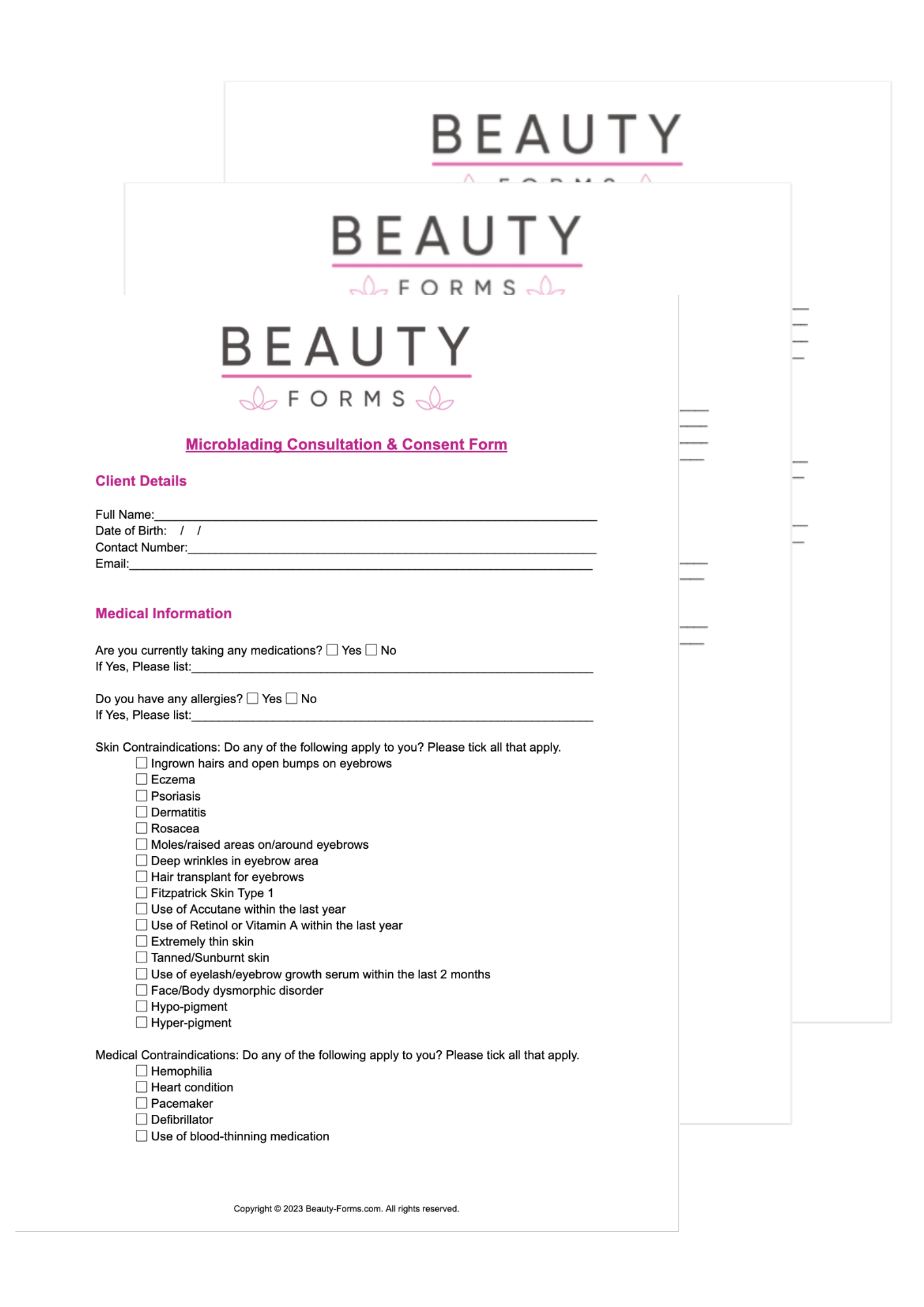 Microblading Consent PDF Printable PDF Download