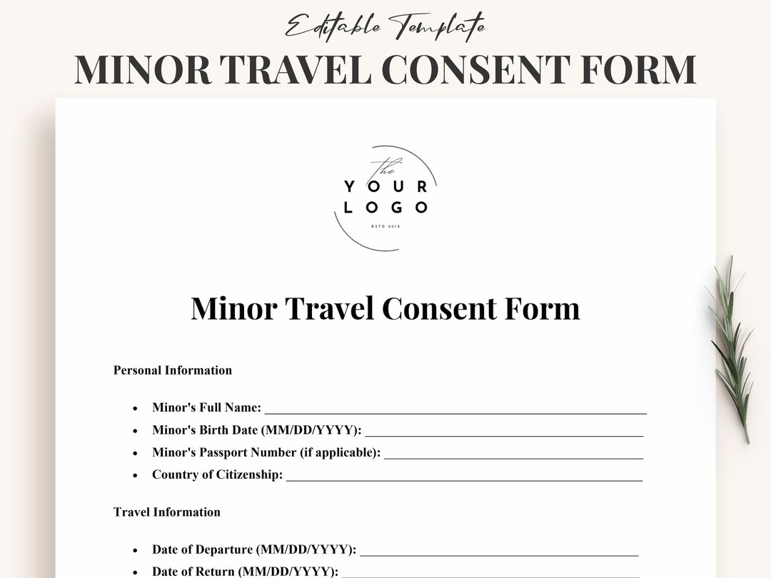 Free Child Travel Consent Form Printable