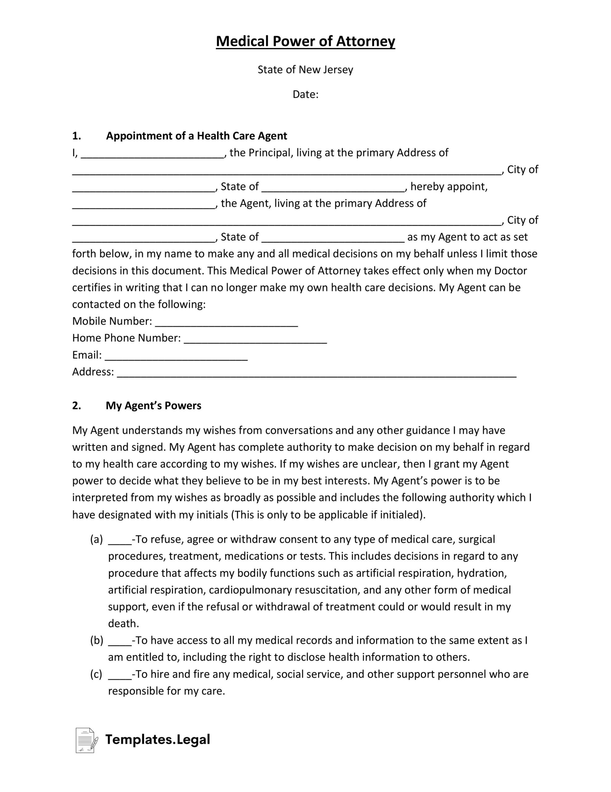 New Jersey Power Of Attorney Templates Free Word PDF U0026 ODT 