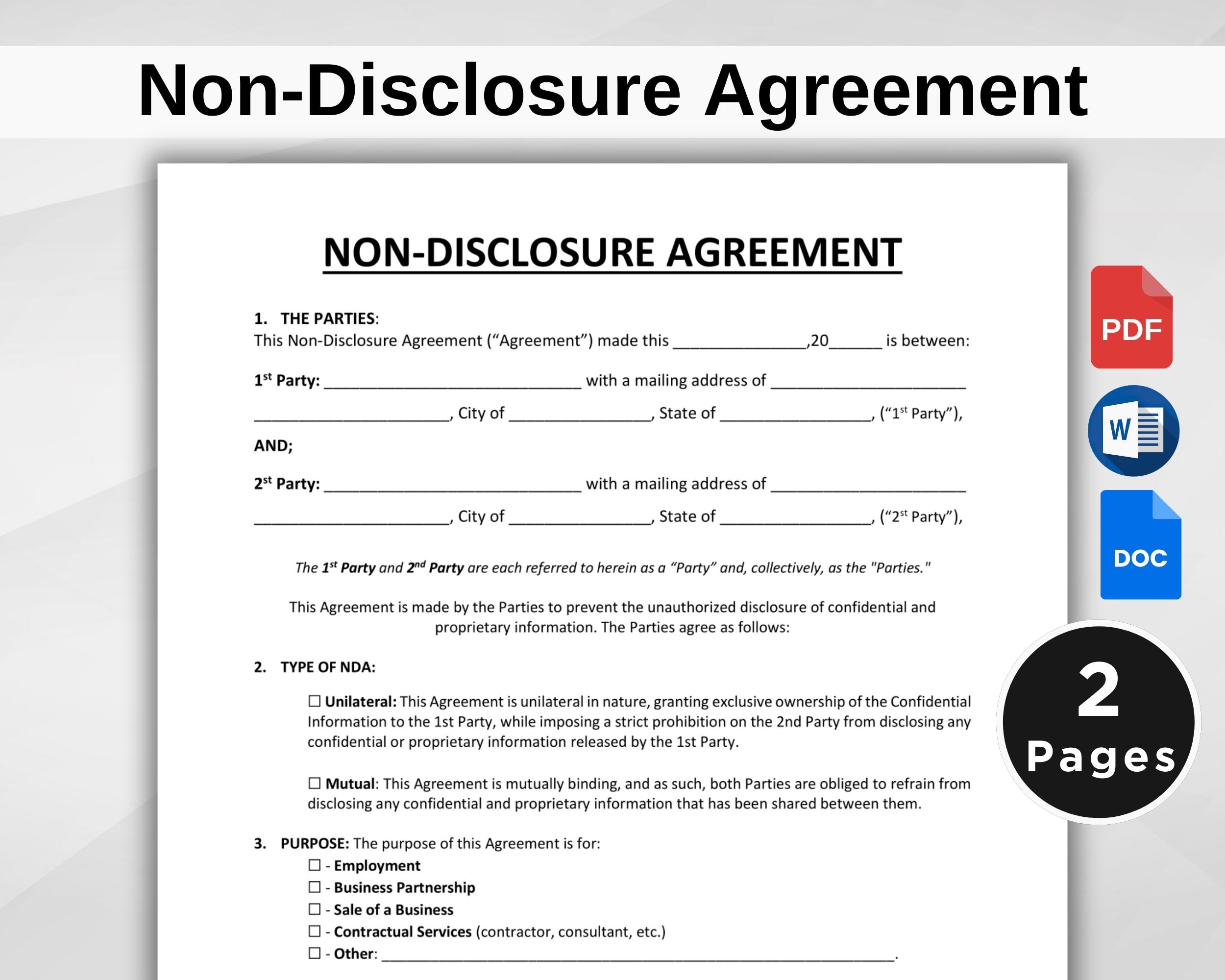 Simple Free Printable Confidentiality Agreement Form