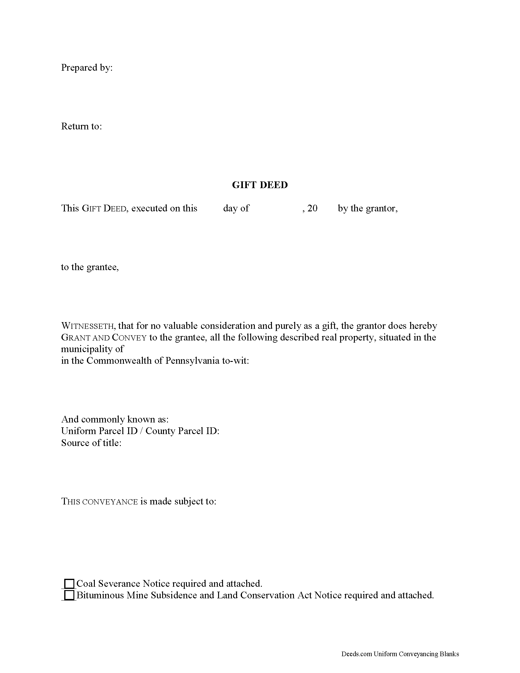 Free Printable Gift Deed Form
