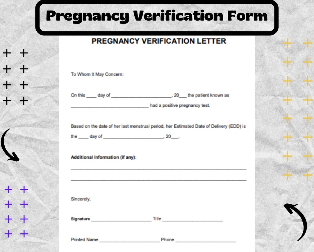Pregnancy Verification Pregnancy Verification Form Pregnancy Verification Template DOCX U0026 PDF Etsy
