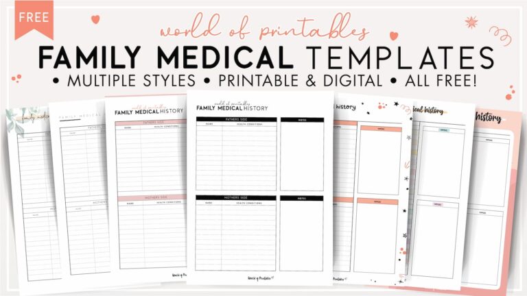 Printable Family Medical History Template World Of Printables