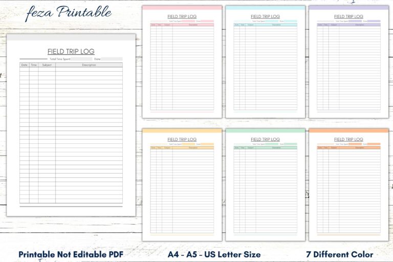 Printable Field Trip Log Field Trip Template Field Trip Sheet 