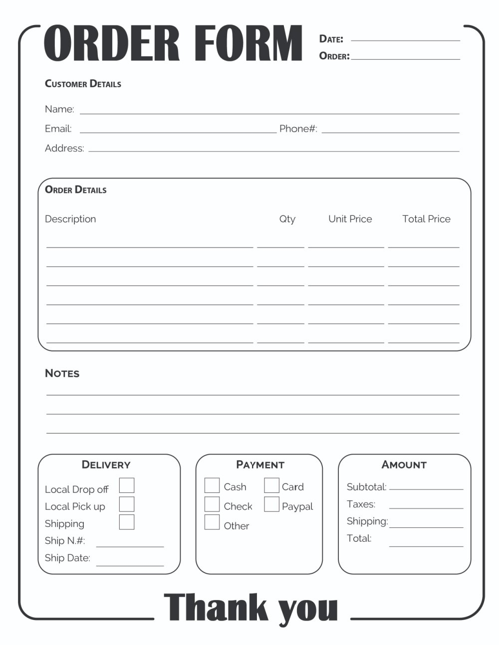 Printable Custom Tumbler Order Form Free