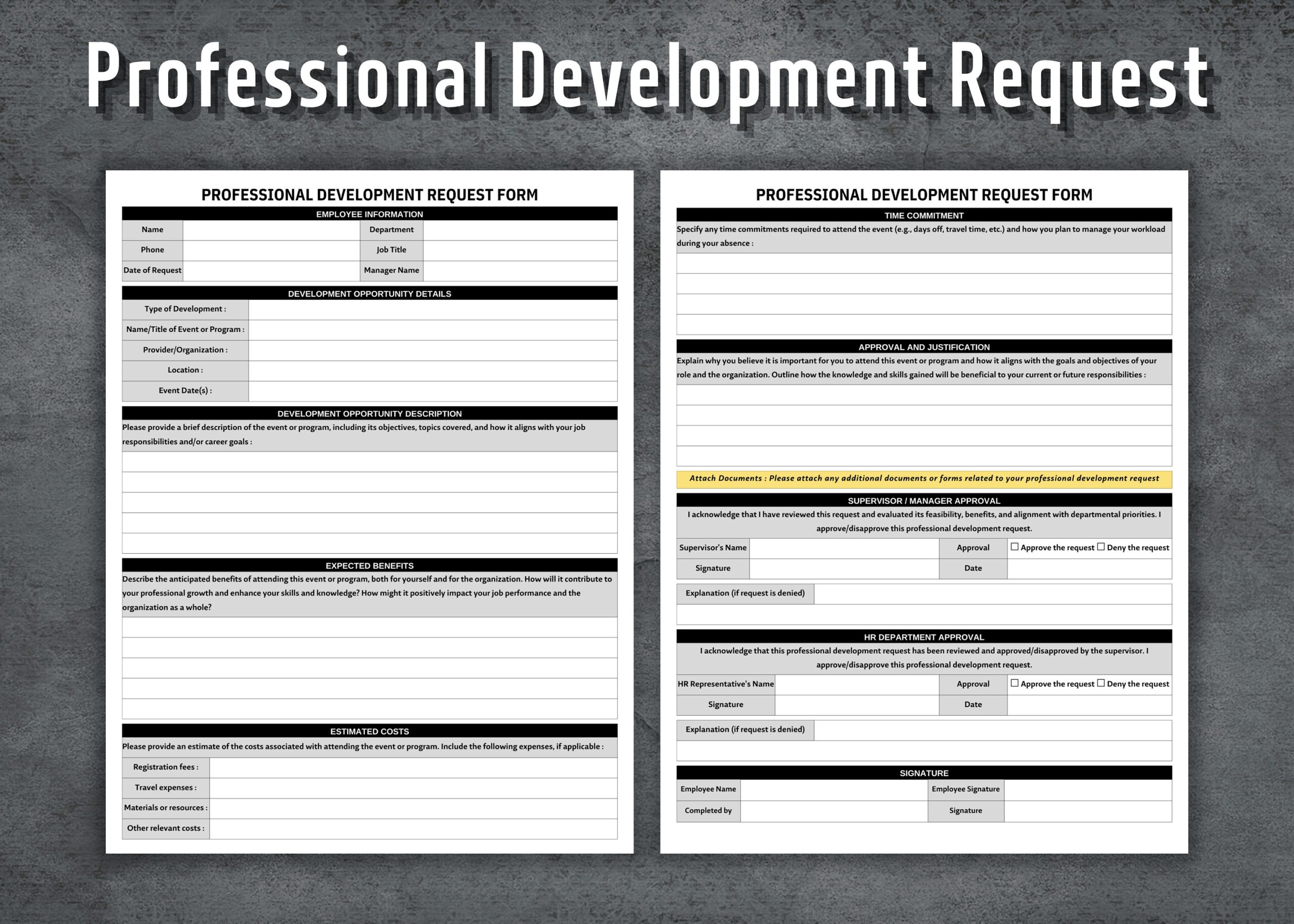 Professional Development Request Form Printable Continuing 