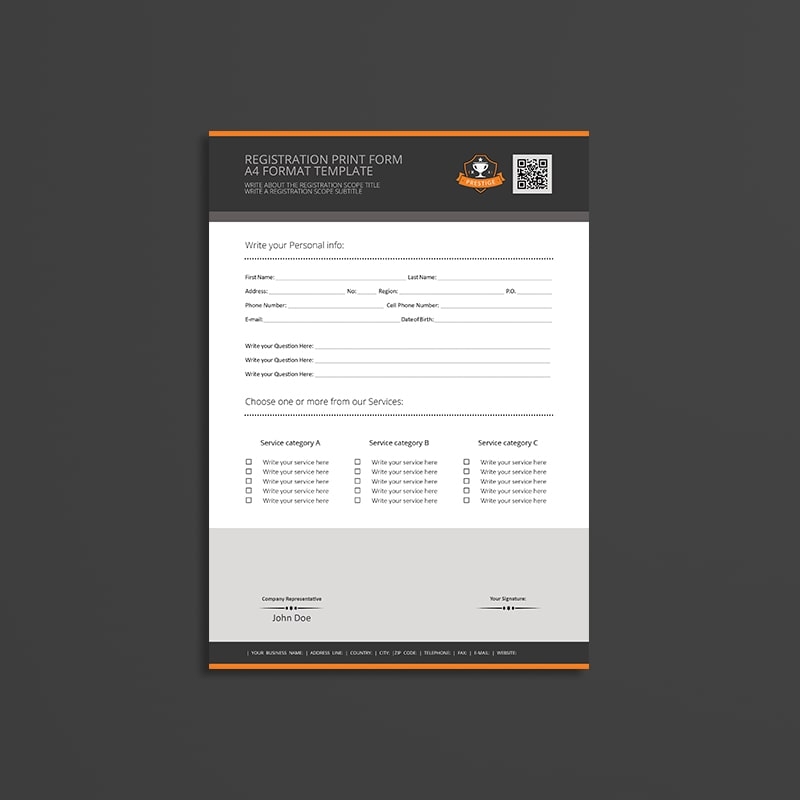 Registration Print Form A4 Format Template Keboto