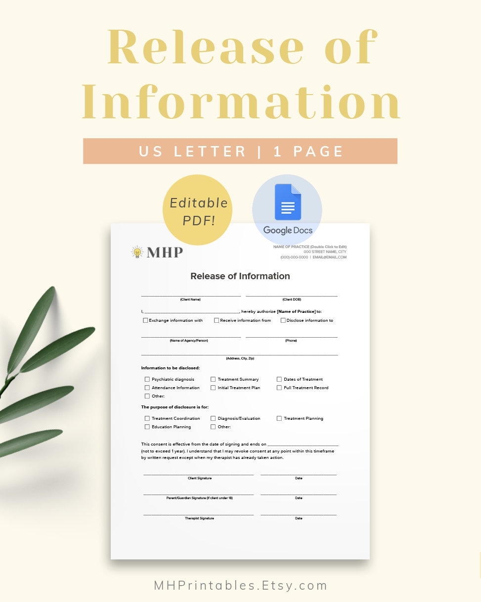 Release Of Information Consent Form Template For Private Practice 