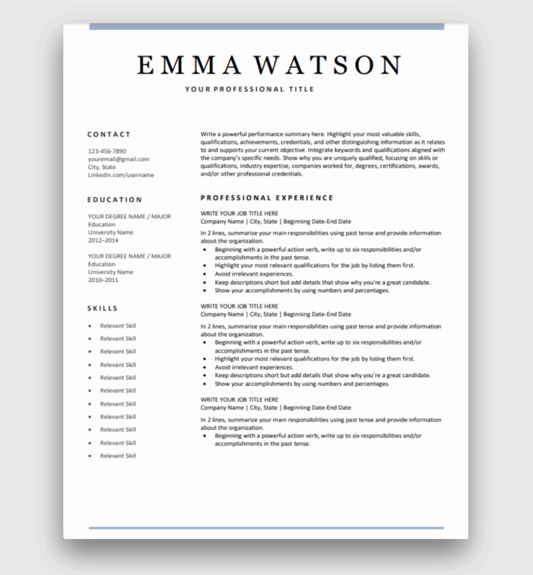 Resume Templates Free Download Customize In Microsoft Word
