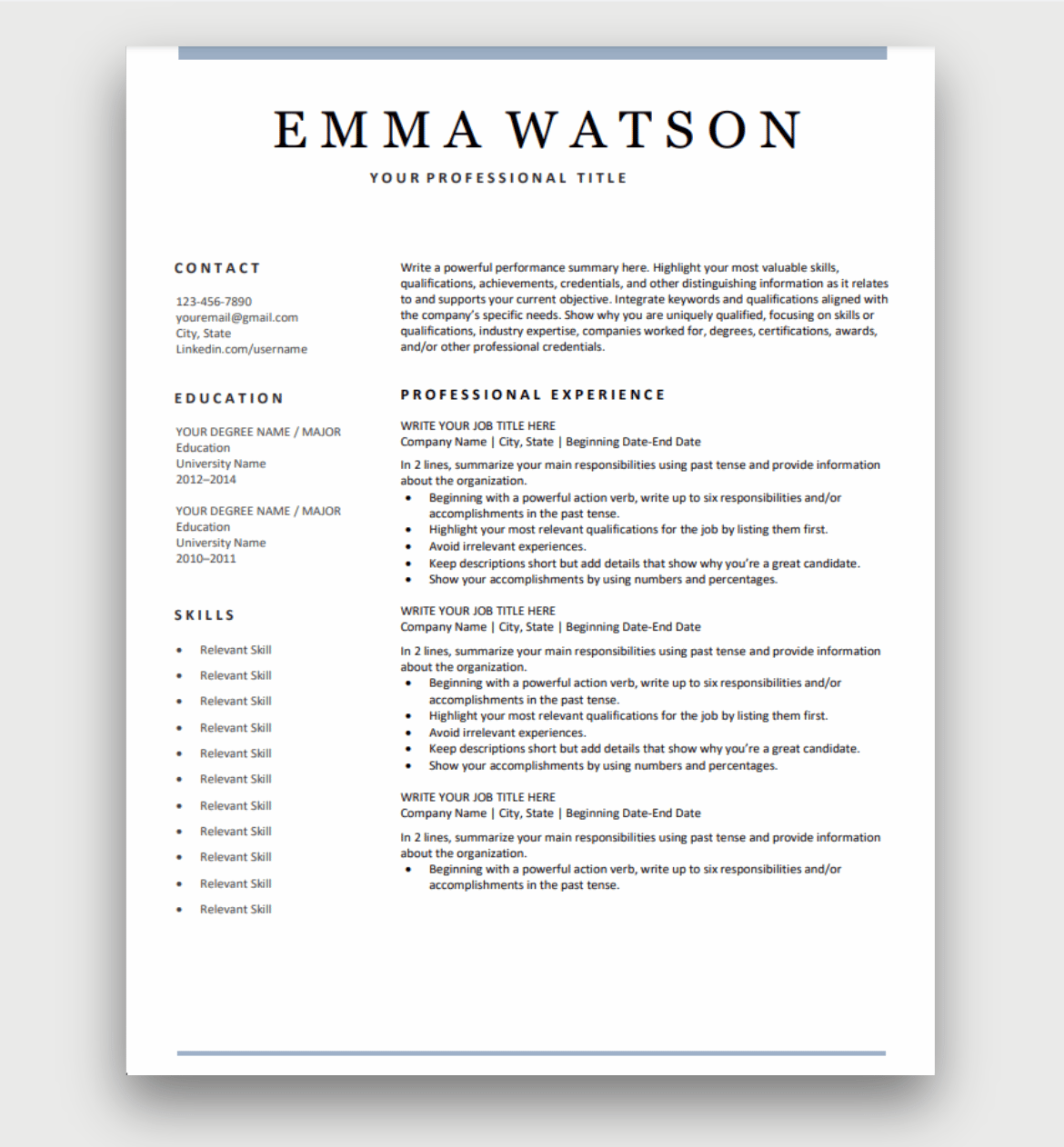 Resume Templates Free Download Customize In Microsoft Word