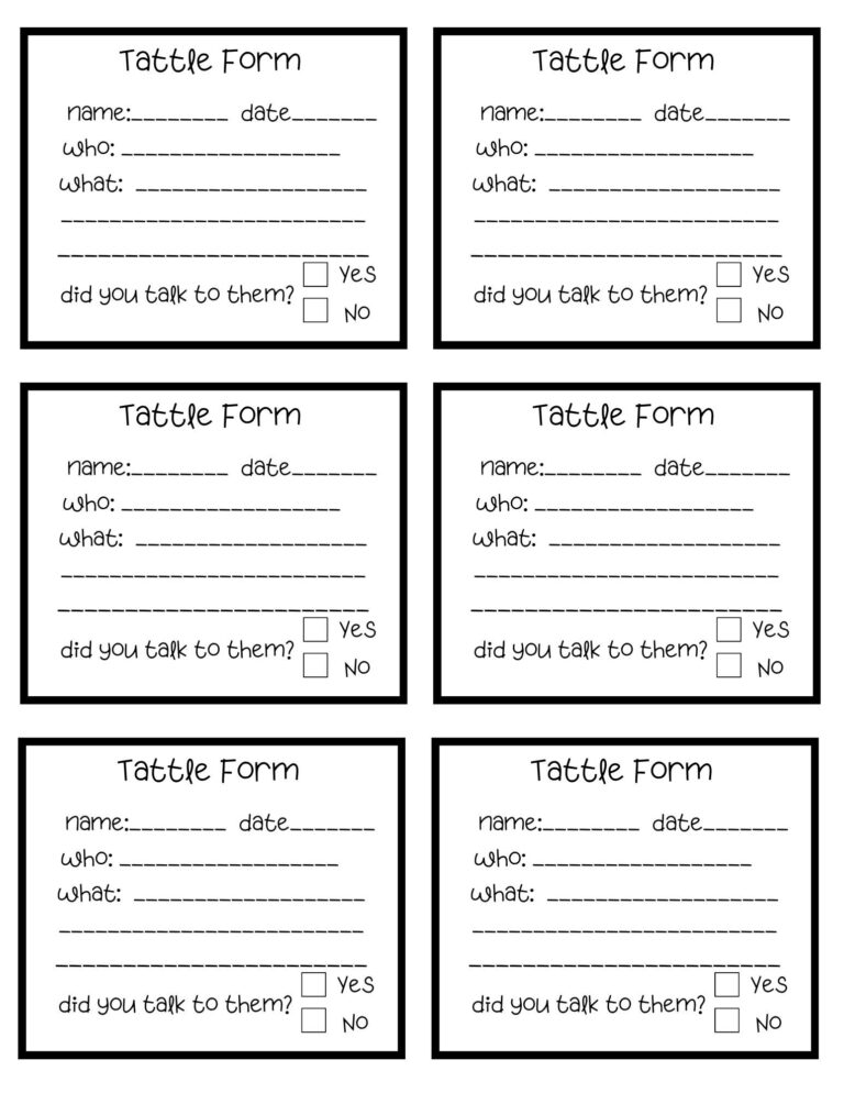 Student Tattle Form Includes 3 Digital Download Files PDF PNG JPG