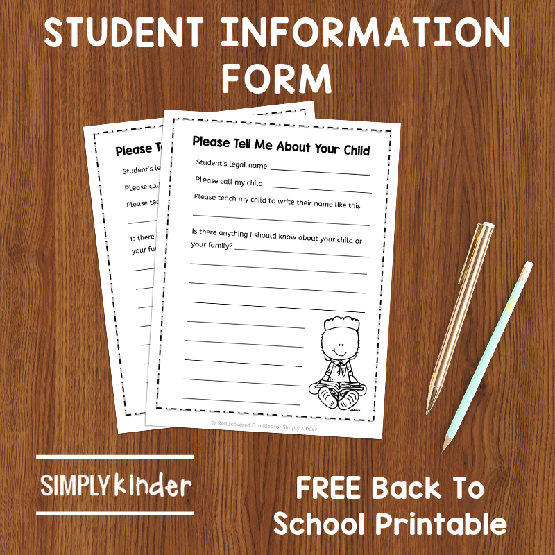 Students Information Form A FREE Back To School Printable