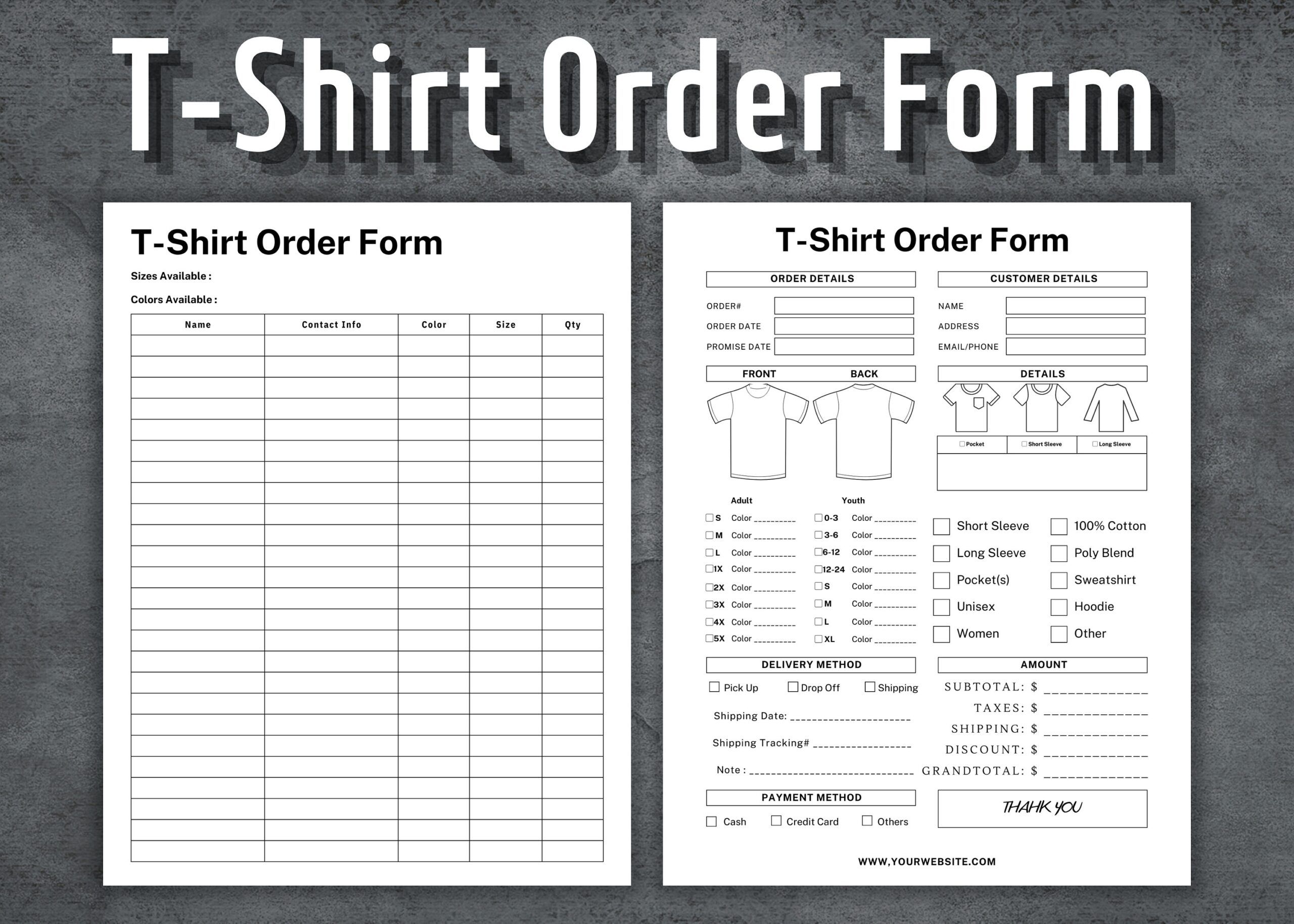 T shirt Order Form Custom Order Form Shirt Order Form Template 