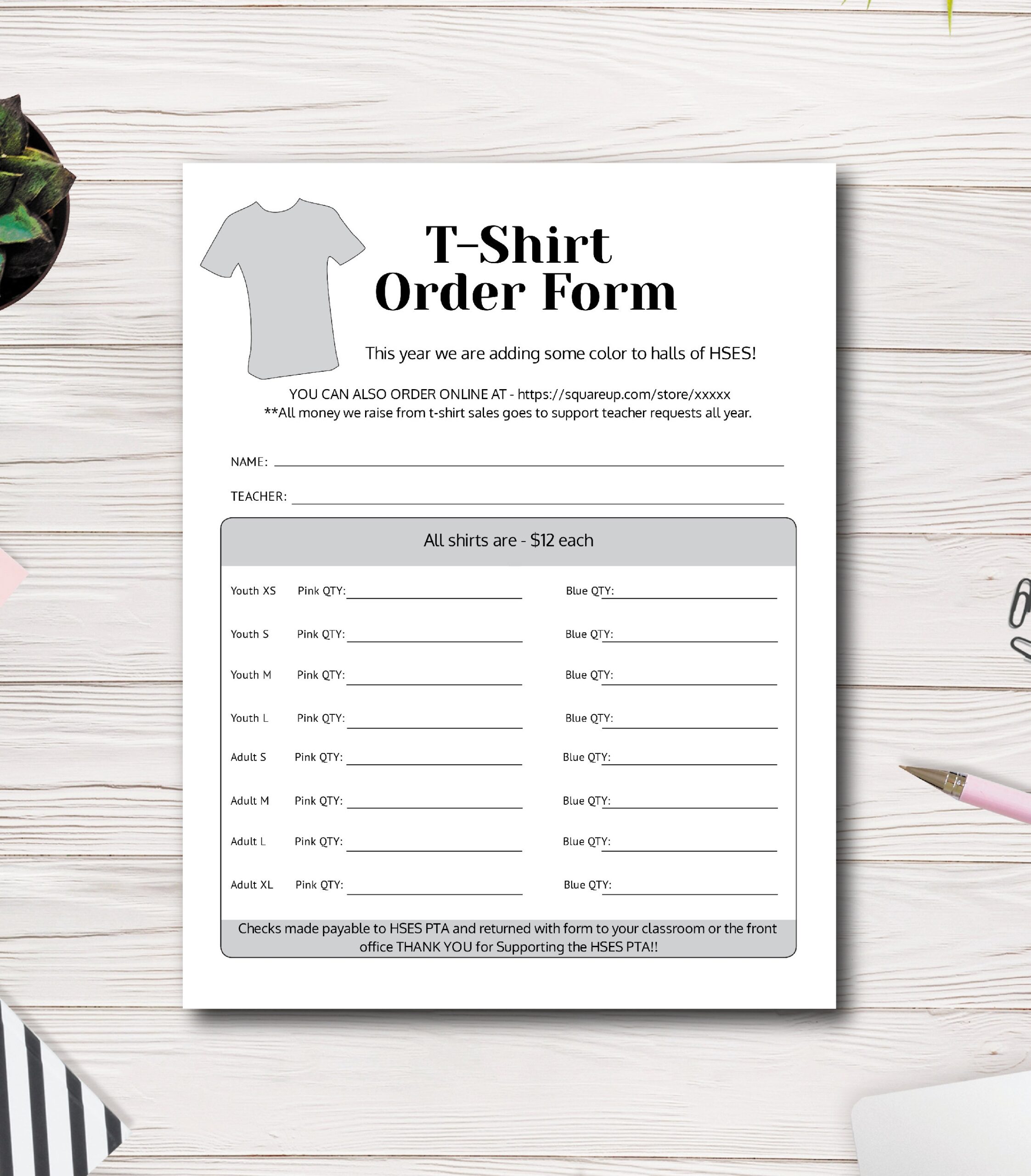 Free Printable Shirt Order Forms