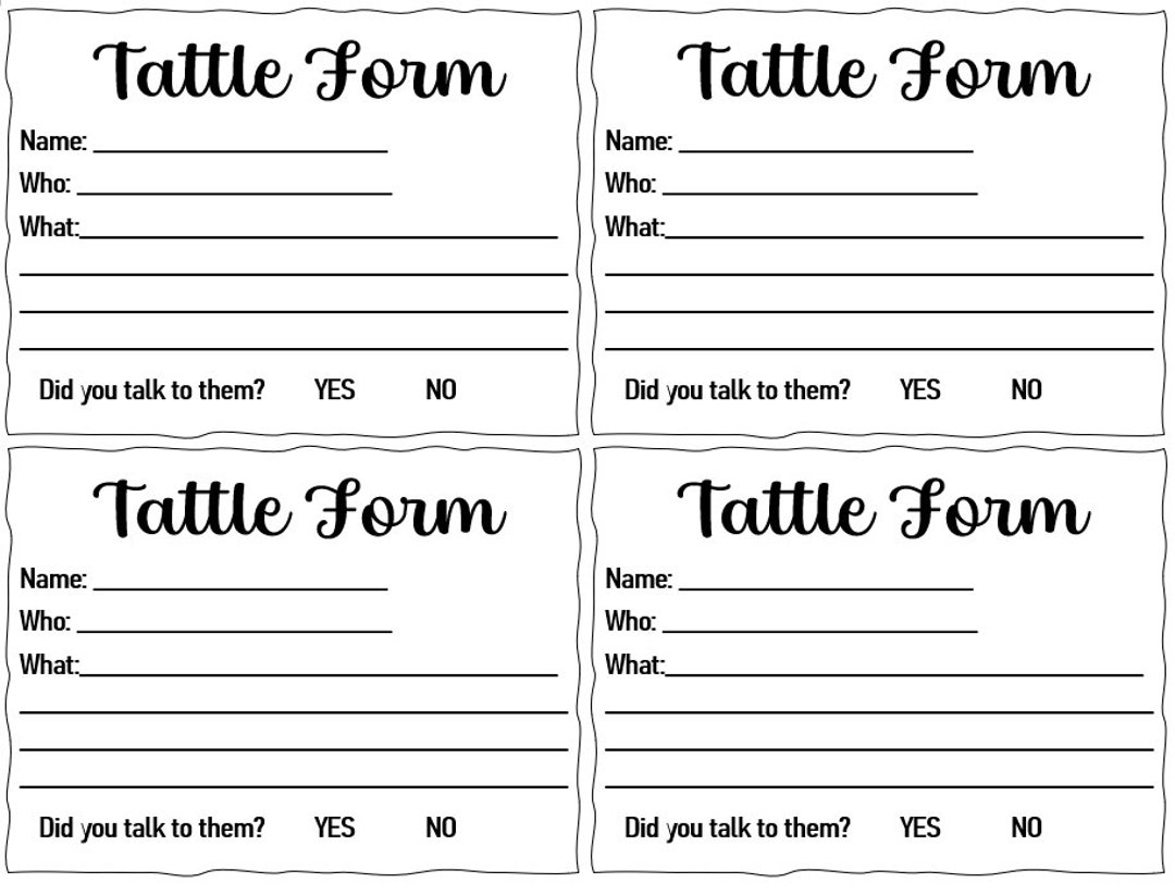 Free Printable Tattle Forms