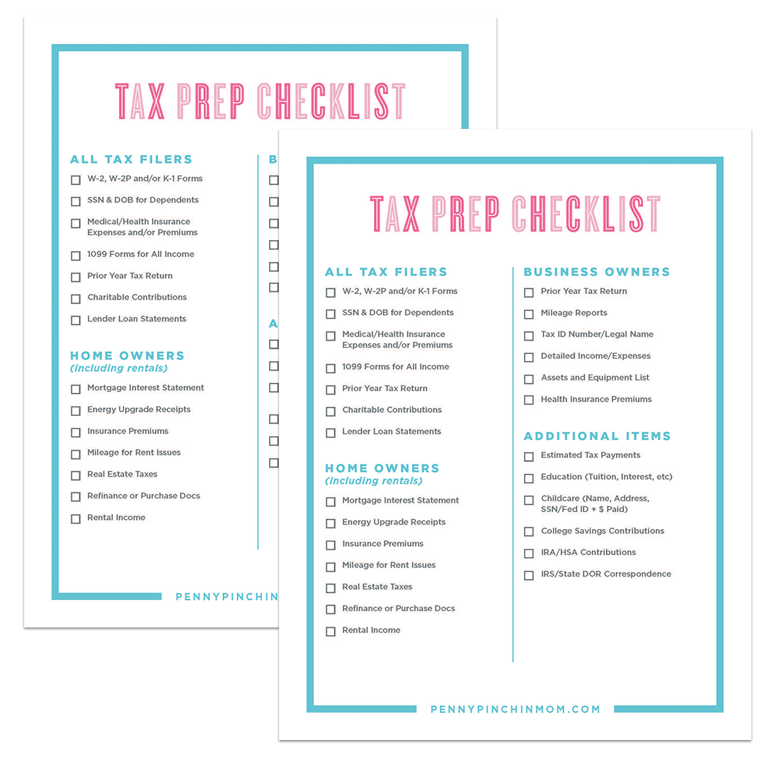 Tax Prep Checklist Printable