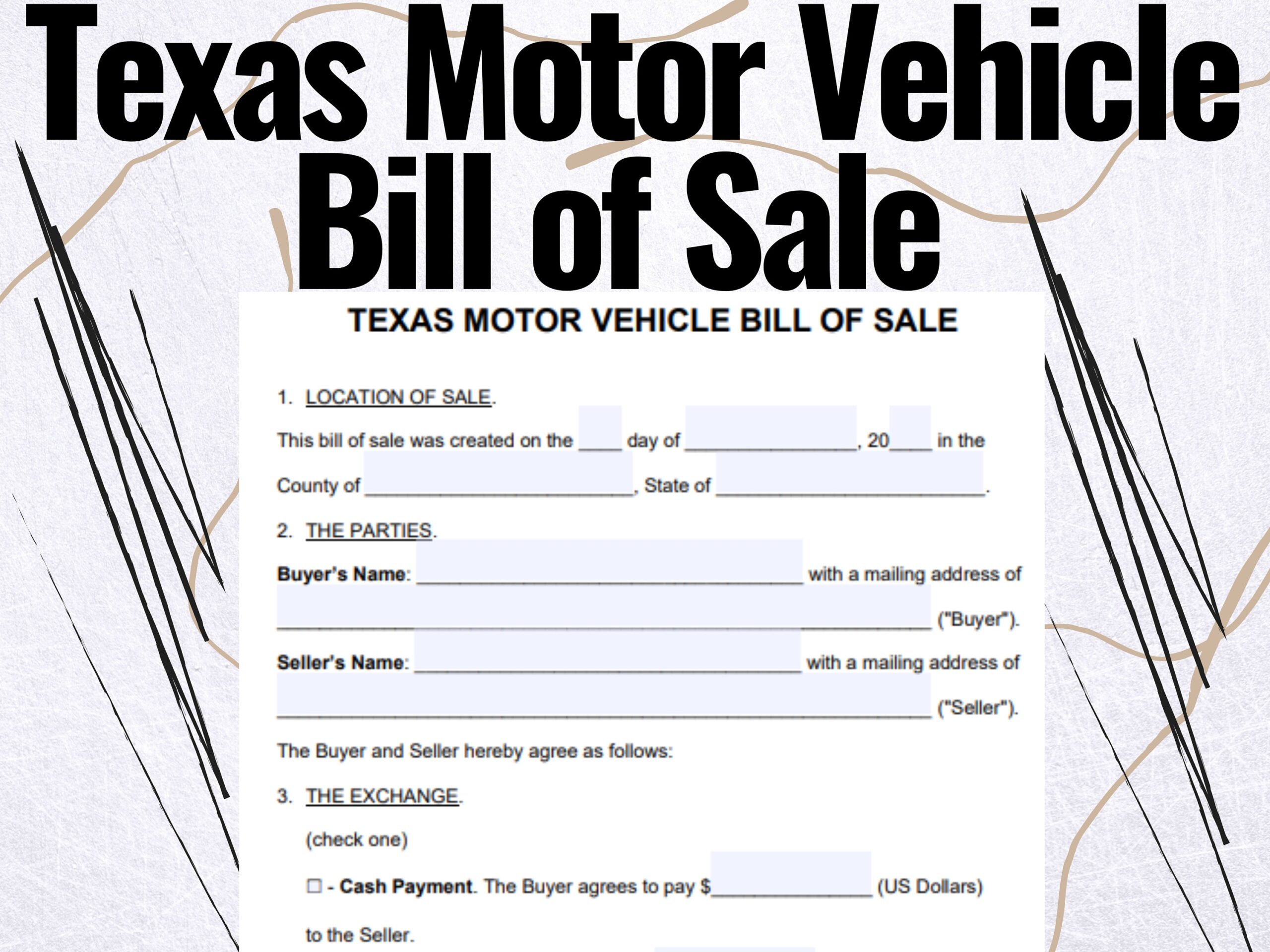 Auto Free Printable Texas Bill Of Sale Form