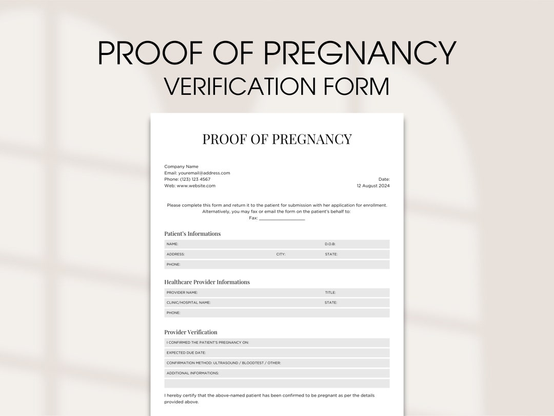 Free Printable Pregnancy Verification Forms